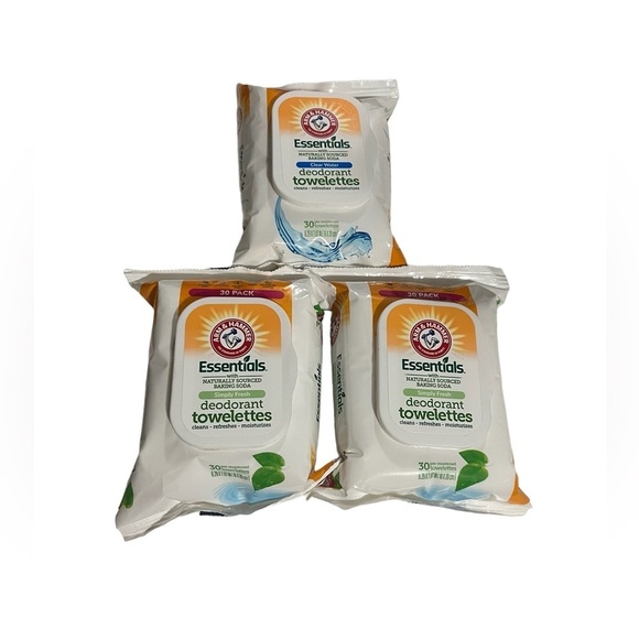 Pack 3 Arm & Hammer Essentials Towelettes Wipes Clear Water Simply Fre. - Picture 6 of 8